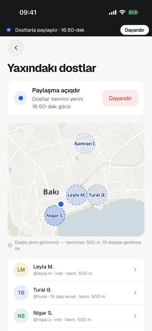 Друзья рядом: примерное местоположение на карте
